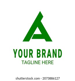 Vector illustration of letter "A" in green color. A simple logo for a company whose name starts with the letter A