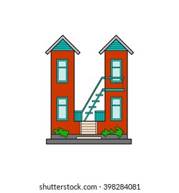 vector illustration letter of the alphabet drawn in the form of a house. The letters of the alphabet to teach children reading.