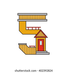 vector illustration letter of the alphabet drawn in the form of a house. The letters of the alphabet to teach children reading.