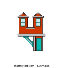 vector illustration letter of the alphabet drawn in the form of a house. The letters of the alphabet to teach children reading.