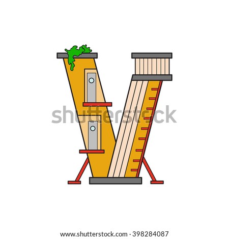 vector illustration letter of the alphabet drawn in the form of a house. The letters of the alphabet to teach children reading.
