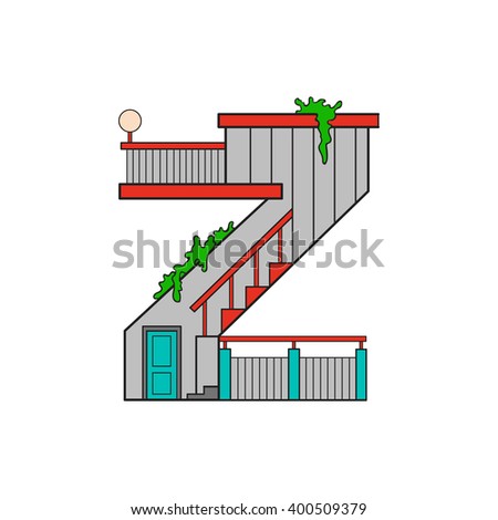 vector illustration letter of the alphabet drawn in the form of a house. The letters of the alphabet to teach children reading.