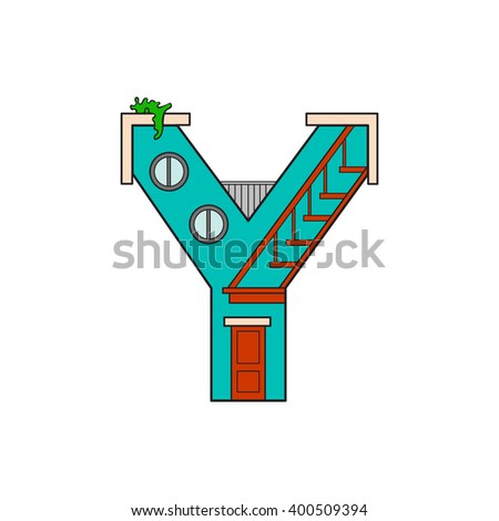 vector illustration letter of the alphabet drawn in the form of a house. The letters of the alphabet to teach children reading.
