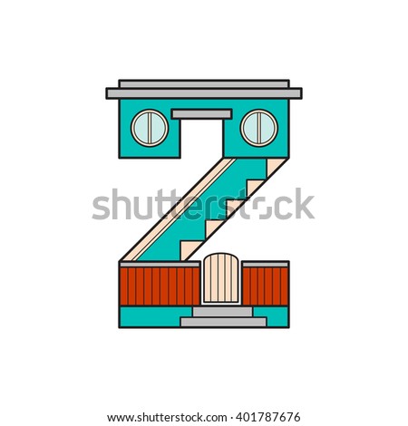 vector illustration letter of the alphabet drawn in the form of a house. The letters of the alphabet to teach children reading.