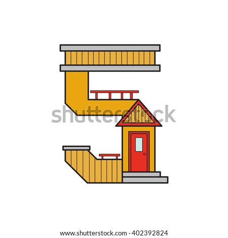 vector illustration letter of the alphabet drawn in the form of a house. The letters of the alphabet to teach children reading.