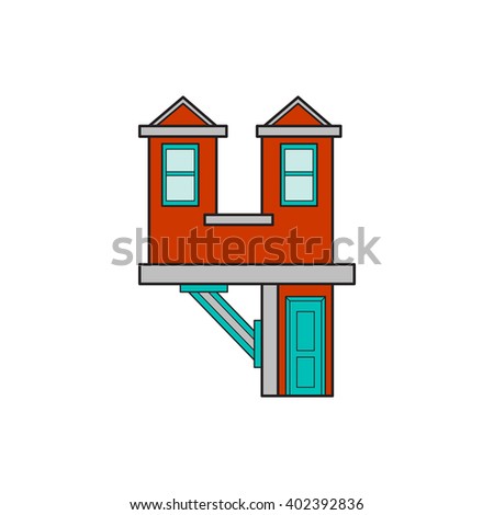 vector illustration letter of the alphabet drawn in the form of a house. The letters of the alphabet to teach children reading.
