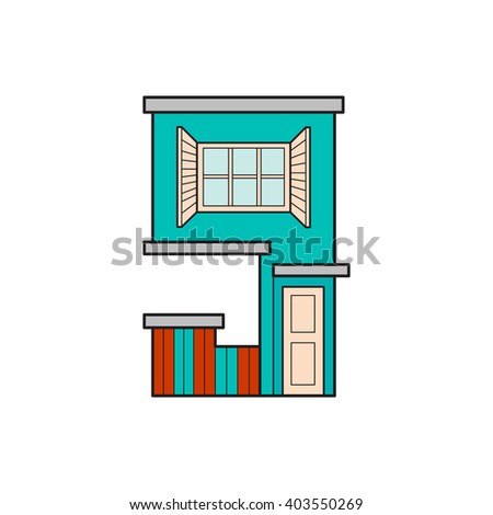 vector illustration letter of the alphabet drawn in the form of a house. The letters of the alphabet to teach children reading.