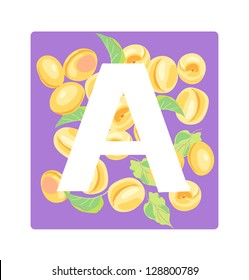 Vector illustration of A letter with apricots