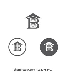 vector illustration letter b building and roof for construction company