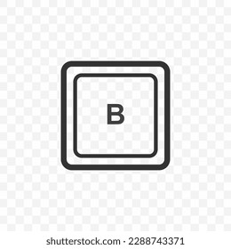 Ilustración vectorial del icono de la letra B en color oscuro y fondo transparente (PNG). Botón de acceso directo del teclado.
