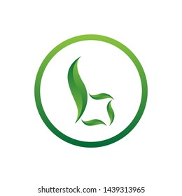 vector illustration letter b with leaf and circle nature icon logo design green color