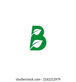 vector illustration of letter B and leaves for icons, symbols or logos. perfect for organic product logos or vegan restaurants