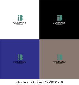 •	Vector illustration. Letter B logo modern. Icon flat and vector design template. The geometric letter B logo type for brand or company with text.isolated from a different background.