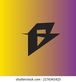 Ilustración vectorial del diseño del logotipo de la letra B, y fondo violeta de gradiente amarillo