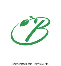 Ilustración vectorial del logotipo del monograma de ecología natural de hoja verde de la letra B