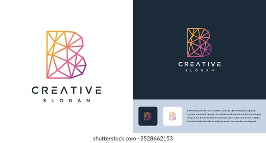 Ilustración vectorial de la letra B signo logo technologi abstracto. letra Bsign icono geometría tech	
