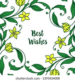 Vector illustration letter best wishes for beauty yellow flower frame hand drawn