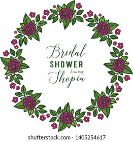 Vector illustration letter bridal shower for abstract purple flower frames