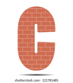 vector illustration letter C in bricks