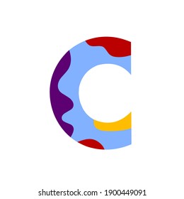 vector illustration of letter "C" with colorful custom model.