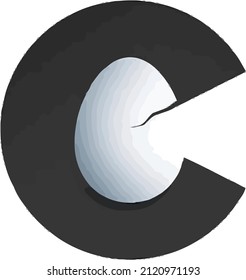 Vector Illustration of letter C and Crack Egg 