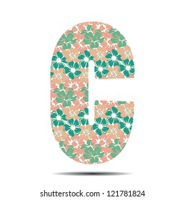 vector illustration letter C in flowers