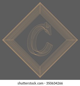 Vector illustration of letter C. Fonts of Mesh polygonal. The structural grid of polygons. Abstract Creative concept vector background. Molecular lattice. Polygonal design style letterhead and