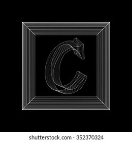 Vector illustration of letter C. Fonts of Mesh polygonal. The structural grid of polygons. Abstract Creative concept vector background. Molecular lattice. Polygonal design style letterhead and