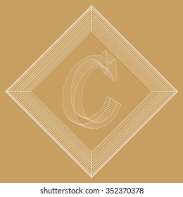 Vector illustration of letter C. Fonts of Mesh polygonal. The structural grid of polygons. Abstract Creative concept vector background. Molecular lattice. Polygonal design style letterhead and