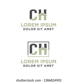 vector illustration letter c and h with roof icon logo design