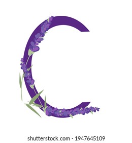 Ilustración vectorial de la letra C. Lavanda. 