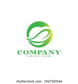 vector illustration of letter c with leaf style. suitable for company logos