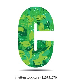 vector illustration letter C in leaves