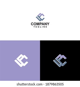Vector illustration. Letter c logo modern, icon flat and vector design template. The geometric letter c logotype for brand or company with text.