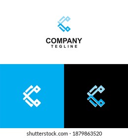 Vector illustration. Letter c logo modern, icon flat and vector design template. The geometric letter c logotype for brand or company with text.