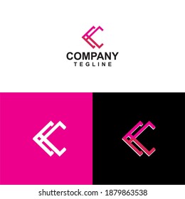 Vector illustration. Letter c logo modern, icon flat and vector design template. The geometric letter c logotype for brand or company with text.