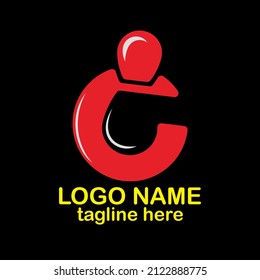 Vector illustration of letter c logo and bowling pin. Suitable for use in bowling clubs or bowling lovers community.