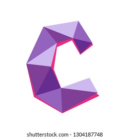 Vector illustration of letter C in origami style. Polygonal Colorful Letter isolated on white background.