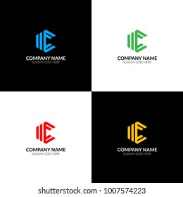 Vector illustration. Letter c in rhombus logo, icon flat and vector design template. The geometric letter c logotype for brand or company with text.