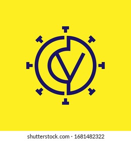 Vector illustration of letter c, letter v, and letter d.