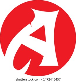 Vector illustration of letter A in a circle