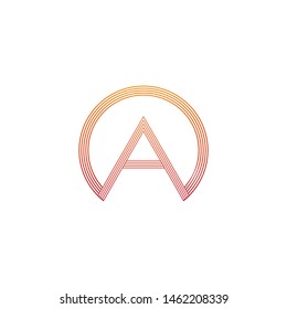 vector illustration letter a and circle line icon logo design