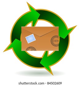 Vector illustration of a letter with a circular arrows