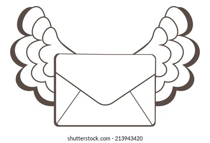 Vector illustration of a letter in clouds.