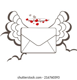 Vector illustration of a letter in clouds.