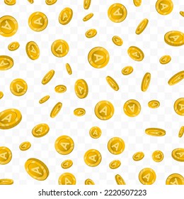 Vector illustration of letter A coins. Flying gold coins on a transparent background (PNG).