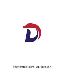 ilustración vectorial de la letra D y pájaro para icono, símbolo o logotipo. iniciales del logotipo D