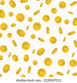 Vector illustration of letter D coins. Flying gold coins on a transparent background (PNG).
