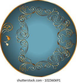 Vector illustration. Letter D, gold floral design.