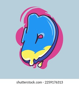 vector illustration of letter D graffiti character, great for merchandise design, such as clothes and more,